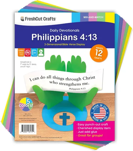 Vista 9 de FreshCut Crafts John 3:16 Kit de papel 3-D perforado, 12 coloridas exhibiciones de mesa para niños de 5 años en adelante, perfecto para la escuela