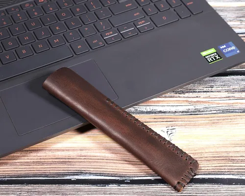 Vista 2 de Funda de piel auténtica hecha a mano para bolígrafo individual (café)