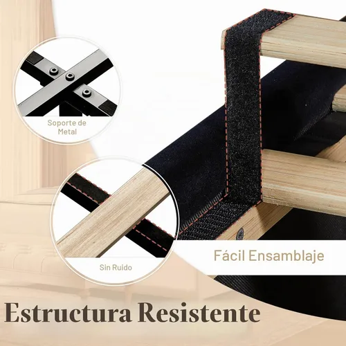 Vista 6 de Jocisland Base de cama Queen de 52.8 pulgadas, cabecera de trineo tapizada Negro