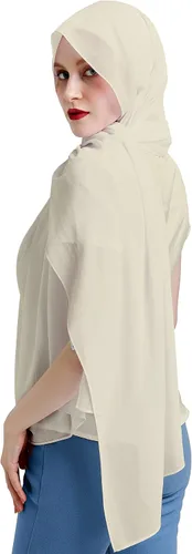 Vista 3 de Conjunto de bufanda de hiyab de gasa y gorro interior a juego, Hijab ligero de primera calidad para mujer