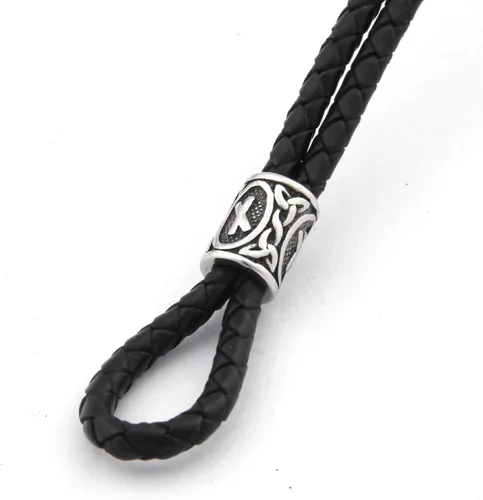 Vista 2 de BAVIPOWER Thor Hammer - Pulsera de cuero nórdico con cuentas de runa vikinga, acero inoxidable, joyería pagana Asatru para hombres y mujeres