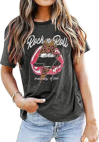 Vista 3 de Camisetas de Rock and Roll para mujer, camisetas de concierto de rock de manga corta para mujer, camisas de música country
