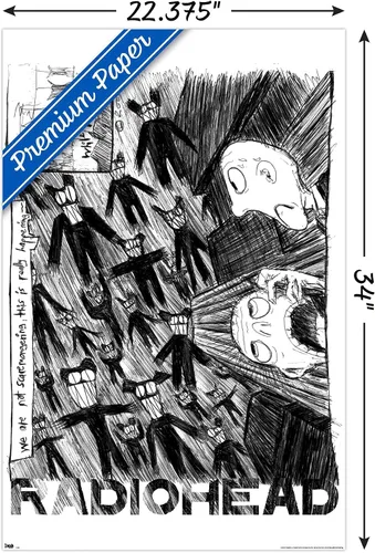 Vista 3 de Trends International Radiohead - Póster de pared de garabatos, 22.375 x 34 pulgadas, versión premium sin marco