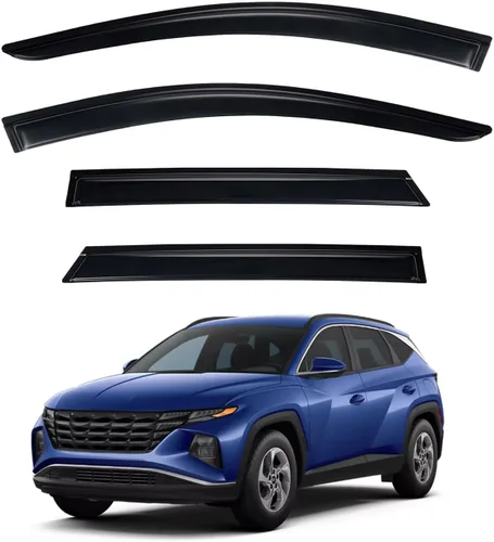 Vista 20 de Paquete de 4 viseras acrílicas adhesivas para ventanas delanteras y traseras, con protección contra humo, sol, lluvia, compatibles con 91-01