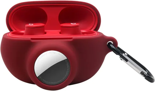Vista 10 de Funda protectora de silicona compatible con Beats Studio Buds Airtag con soporte para Airtag, encuentra tu funda para auriculares, verde aguacate