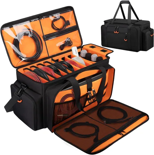 Vista 9 de Bolsa de cables Dj grande con divisores desmontables, almohadilla