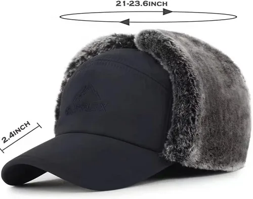 Vista 6 de Sombrero bombardero cálido de invierno para hombre, resistente al viento, con solapa para la oreja, para el clima frío, esquí, caza, pesca, regalos