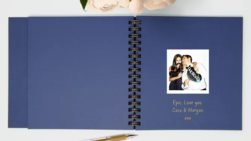 Vista 4 de Libro de visitas con foto azul marino para boda, libro de visitas Polaroid, libro de visitas de fotos, accesorios para cabina de fotos de boda