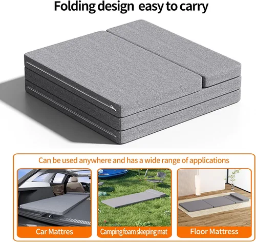 Vista 3 de HJAHHSM - Colchón de espuma viscoelástica para dormir, portátil, plegable Gris-oscuro