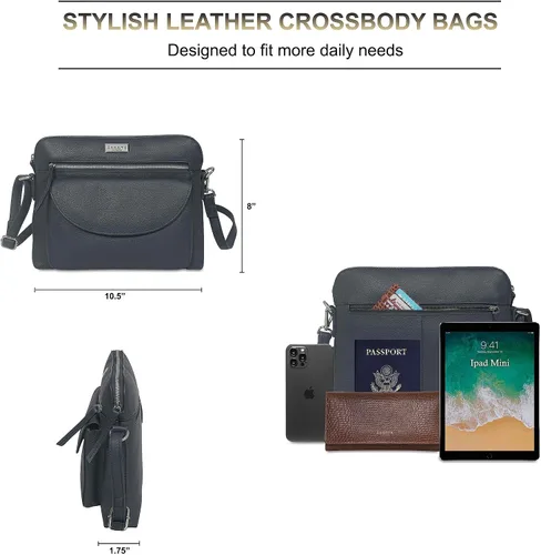 Vista 6 de ASSOTS Bolsos cruzados para mujer Monederos de cuero real con protección RFID, múltiples bolsillos y correa ajustable