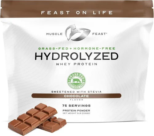Vista 10 de Muscle Feast - Proteína de suero hidrolizada alimentada con pasto en polvo, chocolate (2 libras) All Natural Hormone-Free, Hydro Whey Powder for