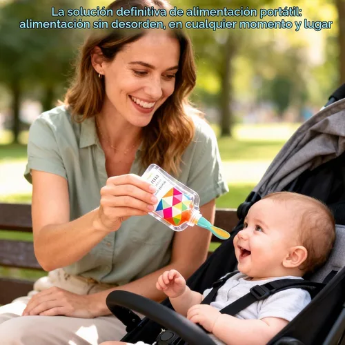 Vista 4 de Cuchara universal para alimentos para bebés, paquete de 10, cucharas de silicona para bebés, para viajes, para comida de bebé, cuchara exprimible