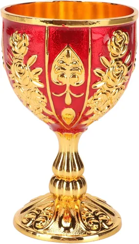 Vista 3 de Cáliz dorado vintage dorado de 4 pulgadas, aleación de zinc sólida retro en relieve, elegante taza de proxeneta para banquete de fiesta, 4.1 x 2.5