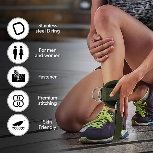 Vista 2 de LAVVON Correas de tobillo para máquinas de cable Kickbacks – Accesorios de cable de tobillo ajustables y cómodos para gimnasio, correa de tobillo