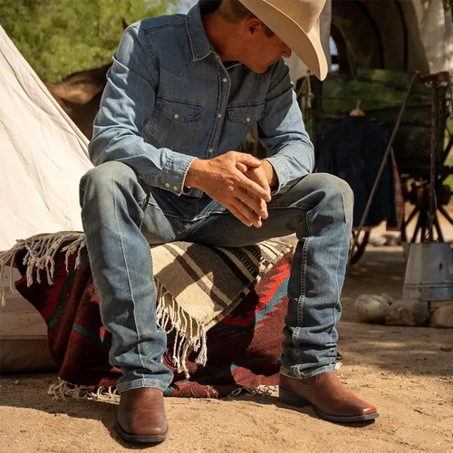 Vista 9 de J's.o.l.e Botas vaqueras para hombre, botas Chelsea con punta cuadrada occidental