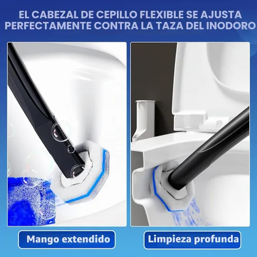 Vista 9 de Cepillo desechable para inodoro, limpiador de inodoro, suministros de limpieza de inodoro, escobilla de inodoro con soporte, varitas limpiadoras
