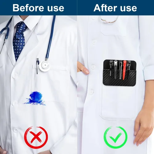 Vista 4 de Protector de bolsillo de cuero para hombres: un protector de bolsillo multiusos para camisas - Protector de bolsillo con patrón de fibra de carbono