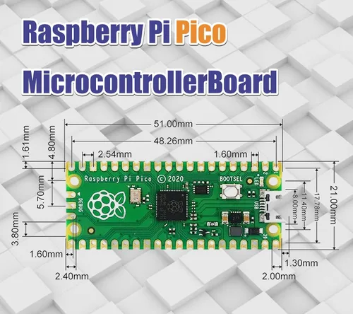 Vista 5 de 2 piezas de placa microcontrolador Raspberry Pi Pico con interfaces digitales flexibles Basado en chip RP2040 Procesador ARM Cortex M0+ de doble