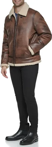 Vista 8 de Calvin Klein Faux Leather Men-Bomber Jacket with Shearling Lining