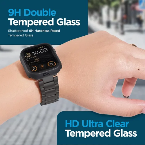 Vista 3 de Case-Mate Funda para Apple Watch Series 6 5 4 con protector de pantalla de vidrio templado integrado [1.732 pulgadas] vidrio templado 9H ultra