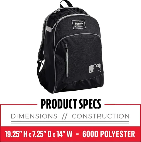 Vista 2 de Franklin Sports Bolsa Batpack de Béisbol MLB para Niños - Mochila de Béisbol Juvenil, Softbol + Teeball - Bolsa de Equipo Deportivo para Niños +