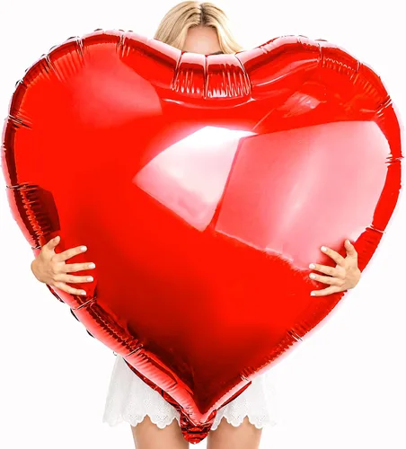 Vista 8 de 8 globos grandes de corazón rojo de 36 pulgadas para San Valentín, boda, fiesta
