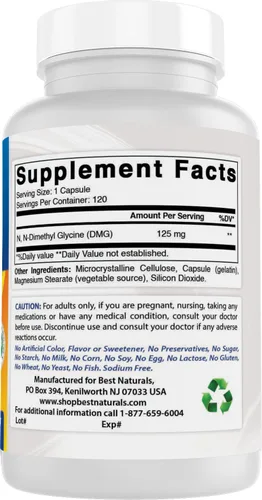 Vista 6 de Best Naturals DMG 125 mg 120 Cápsulas