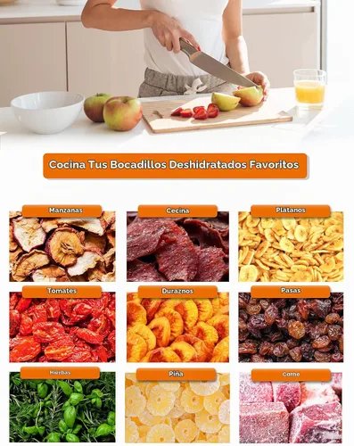Vista 8 de Commercial Chef - Deshidratadora de alimentos, cinco bandejas de plástico libres de BPA de 9.25”, deshidrata y seca carne, frutas, verduras y Blanco