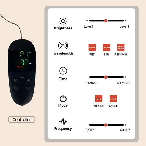 Vista 7 de Megelin Alfombrilla de terapia de luz roja para todo el cuerpo, 3840 piezas LED de 660 nm y 850 nm, dispositivo de terapia de luz infrarroja de 71 x