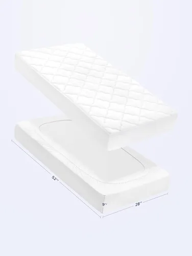 Vista 6 de SLEEP ZONE Protector de colchón impermeable para cuna, acolchado, ajustable, de 28 x 52 pulgadas, suave y transpirable, protector de cama infantil