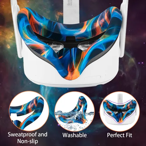Vista 5 de for Oculus Quest 2 Silicone Case Accessory with VR Case Cover, Silicone VR Face Cover Pad and Quest 2 Touch Controller Grip Cover, Lens Cover