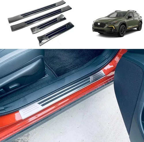 Vista 14 de Accesorios de automóvil compatibles con Subaru Crosstrek 2023-2026, placa interior del umbral de la puerta, cubierta protectora de arañazos, marco