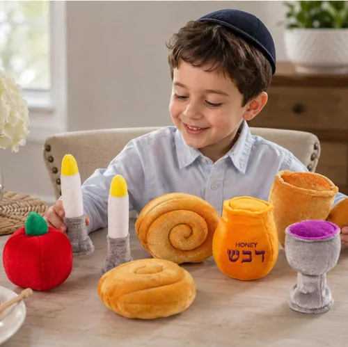 Vista 4 de Rite Lite My Soft Rosh Hashanah - Juego de regalo de Año Nuevo judío, regalos de fiesta de Shana Tova, caja de juego de felpa divertida y educativa