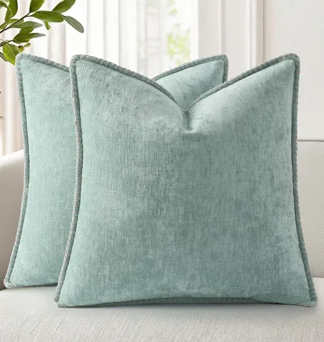 Vista 16 de decorUhome Juego de 2 fundas de almohada de felpilla suave y acogedora de otoño de 12 x 12 pulgadas, fundas decorativas modernas de terciopelo Aqua