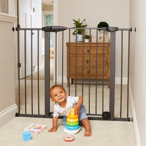 Vista 10 de Toddleroo by North States - Puerta de bebé con cierre automático de Bright Choice: Puerta de bebé montada a presión para puertas con mango que Blanco