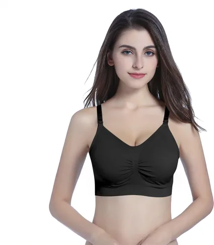 Vista 6 de Suekaphin - Paquete de 2 piezas, brasier de maternidad para lactancia durante el embarazo, cómodo para dormir con extensores 2negro
