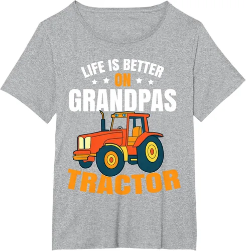 Vista 89 de Life Is Better On Grandpas Tractor Kids Farm Tractor Boy Camiseta, Negro