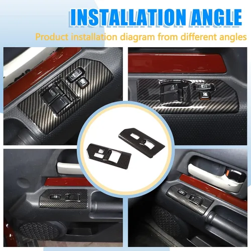 Vista 7 de Marco decorativo para ventana de automóvil con botón de elevación para Toyot@ FJ Cruiser 2007-2021, accesorios de interruptor de elevación
