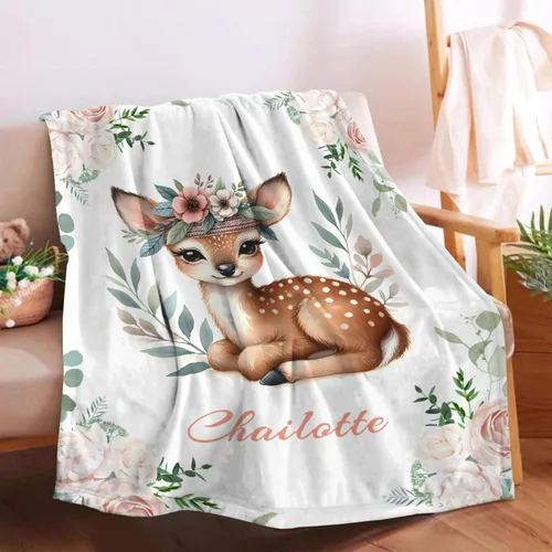 Vista 61 de Manta de bebé personalizada para niñas y niños pequeños, recién nacidos, regalos personalizados de vaca floral con nombre y texto, 40 x 30 pulgadas