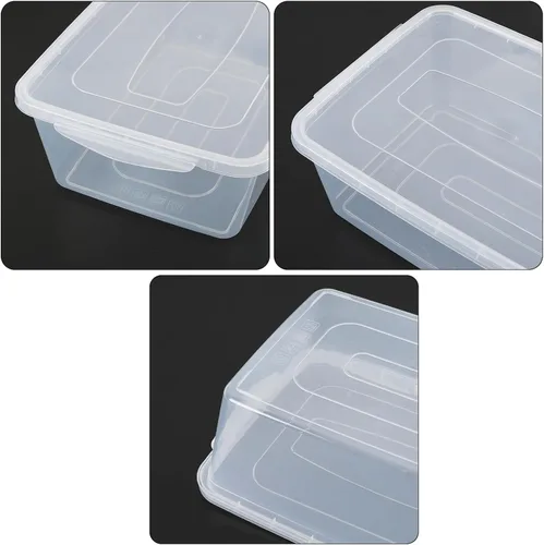 Vista 3 de Teyyvn Caja de almacenamiento de plástico transparente de 14 L, 2 contenedores de plástico con pestillo de almacenamiento Apto para lavavajillas