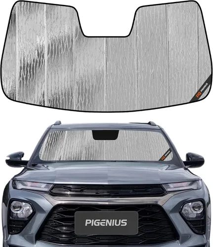 Vista 6 de Pigenius Parasol para parabrisas para Chevy Trailblazer 2021-2023, acabado plateado metálico