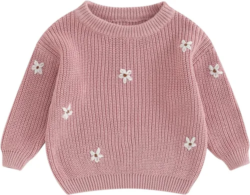 Vista 12 de Karwuiio Suéter de punto para bebé, niña, niño, cuello redondo, manga larga, sudadera para otoño e invierno A-gris