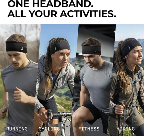 Vista 3 de French Fitness Revolution - Diadema deportiva elástica para hombres y mujeres - Banda para el sudor para chicos para correr, ciclismo, baloncesto