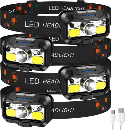 Vista 12 de LHKNL Linterna frontal recargable, lumen súper brillante, paquete de 2
