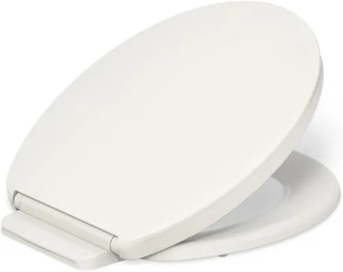 Vista 24 de KOHLER K-26801-0 Impro ReadyLatch Quiet Close Elongated Toilet Seat, White Toilet Seat, Grip-Tight Bumpers, New Home Essentials, Slam Prevention