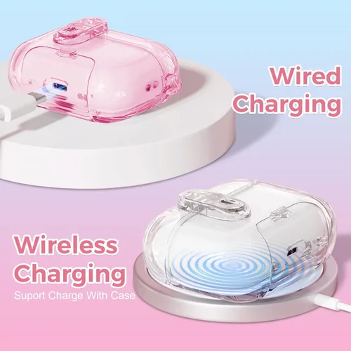 Vista 4 de (con bloqueo) Funda transparente compatible con bonitos Apple Airpods Pro 1/2 fundas para mujeres, TPU Transparency Air Pods Pro de 1ª 2ª