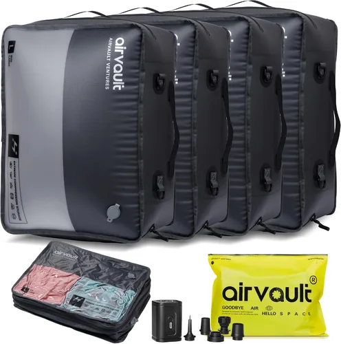 Vista 14 de AirVault - Bolsa de viaje de compresión al vacío reutilizable para maleta y mochila, reciclada, IPX8, impermeable, ahorradora de espacio