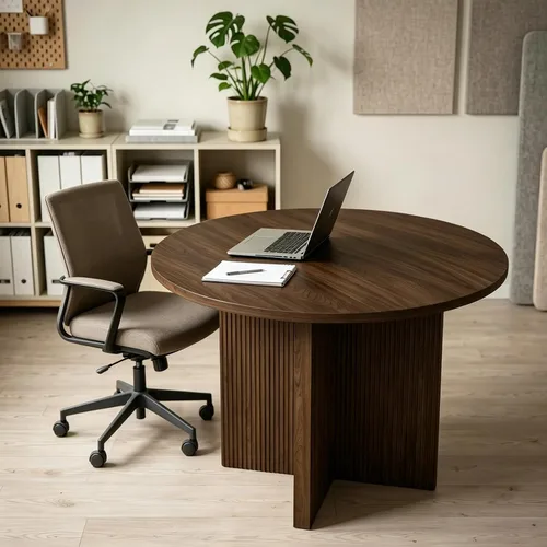 Vista 9 de Mesa de comedor extensible, redonda de 35.4 pulgadas a 47.2 pulgadas, mesa de comedor de madera ovalada con hoja de extensión, mesa de cocina