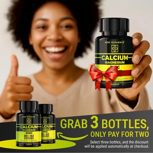 Vista 2 de Vitamina D3 K2 con glicinato de magnesio + zinc y calcio Magnesio 1500mg D3 10,000 UI K2 (MK7) 200mcg Zinc 50mg Calcio 50mg Apoyo
