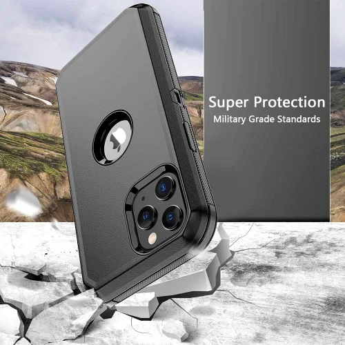 Vista 5 de Funda de teléfono para iPhone 12 Pro Max, resistente, resistente a prueba de golpes, funda protectora con clip para cinturón para Apple iPhone 12